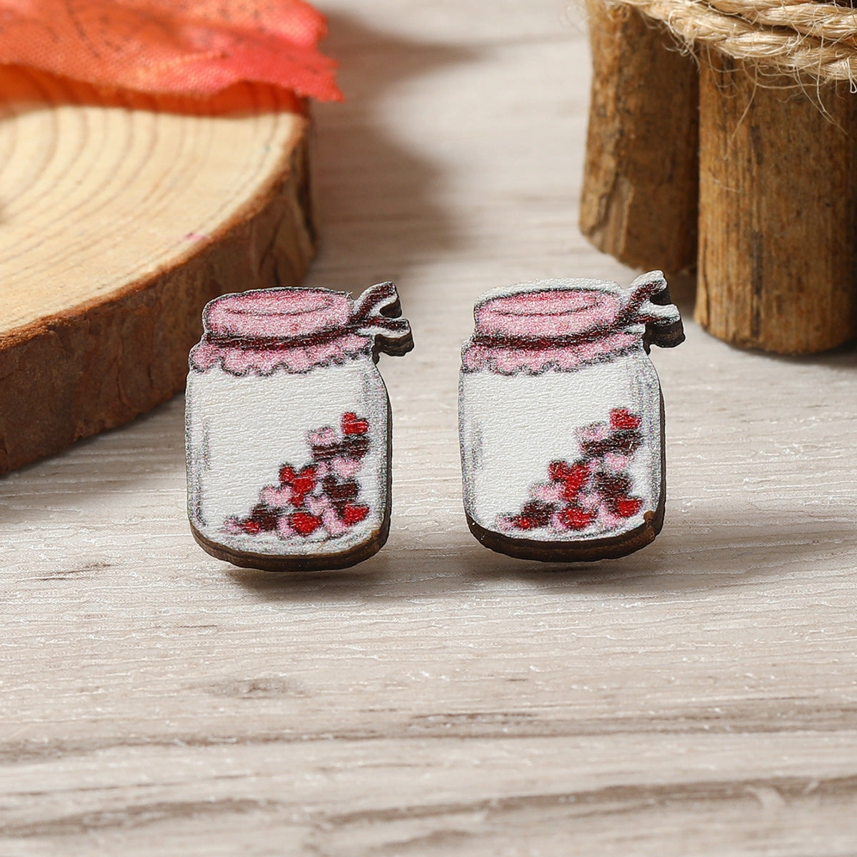 Wholesale Raindrop Umbrella Cat Love Cartoon Wooden Earrings