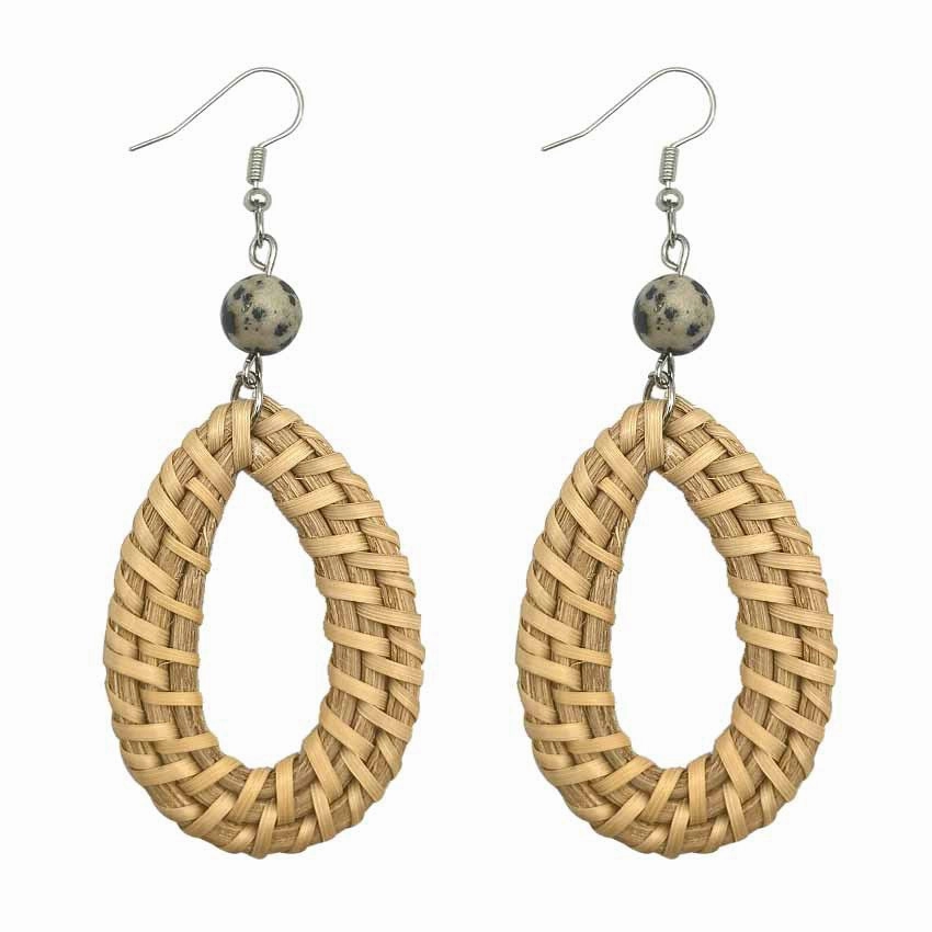 Wholesale Rattan Woven Water Drop Pendant Earrings