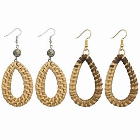 Wholesale Rattan Woven Water Drop Pendant Earrings