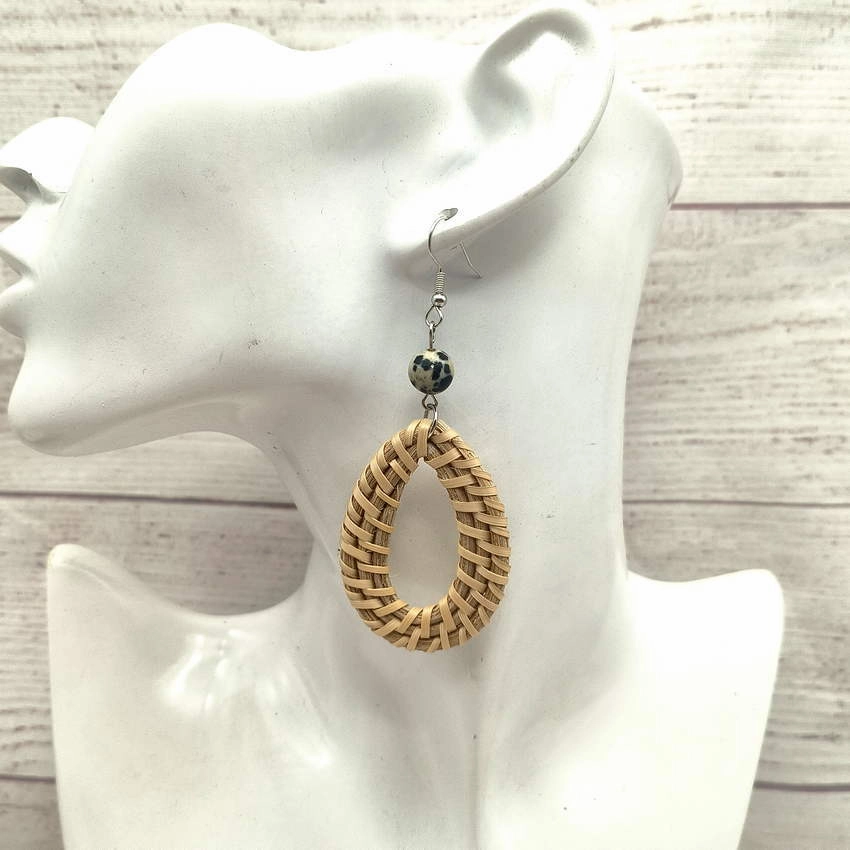 Wholesale Rattan Woven Water Drop Pendant Earrings