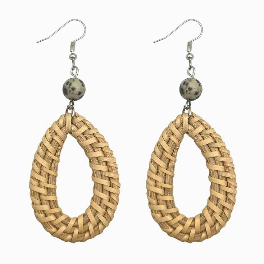 Wholesale Rattan Woven Water Drop Pendant Earrings