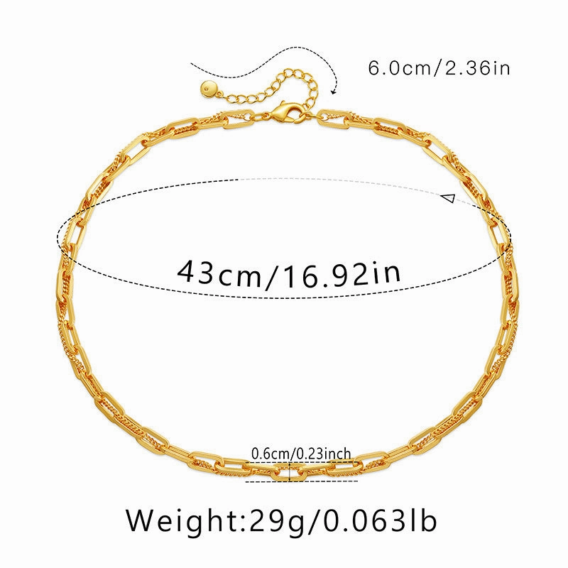 Wholesale Real Gold Electroplated Thick Chain Heavy Metal Style Necklace