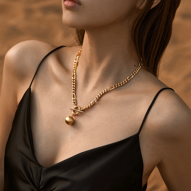 Wholesale Real Gold Electroplated Thick Chain Heavy Metal Style Necklace