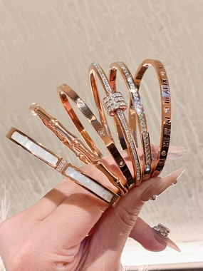 Wholesale Real Gold Electroplated Zircon Titanium Steel Bracelet