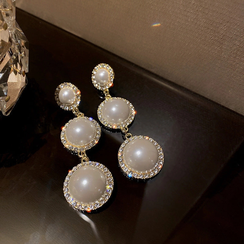 Wholesale Real Gold Plated Silver Needle Vintage Earrings Imitation Pearl