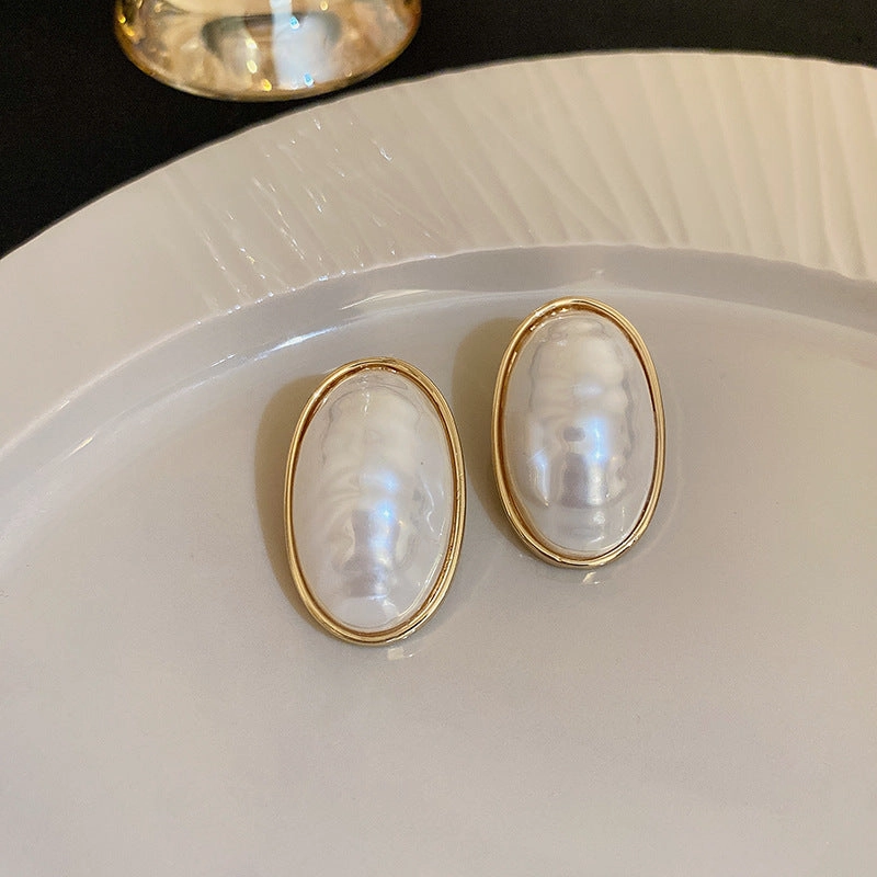 Wholesale Real Gold Plated Silver Needle Vintage Earrings Imitation Pearl