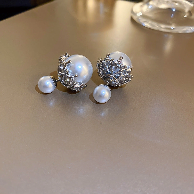 Wholesale Real Gold Plated Silver Needle Vintage Earrings Imitation Pearl