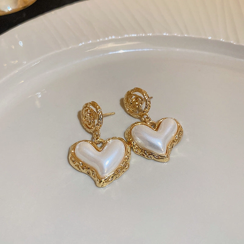 Wholesale Real Gold Plated Silver Needle Vintage Earrings Imitation Pearl