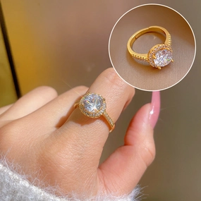 Wholesale Real Gold Plating Zircon Super Flash Brass Rings