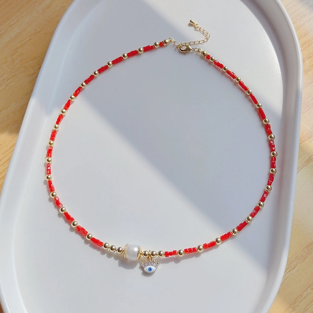 Wholesale Real Gold Small Cube Crystal Pearl Necklace
