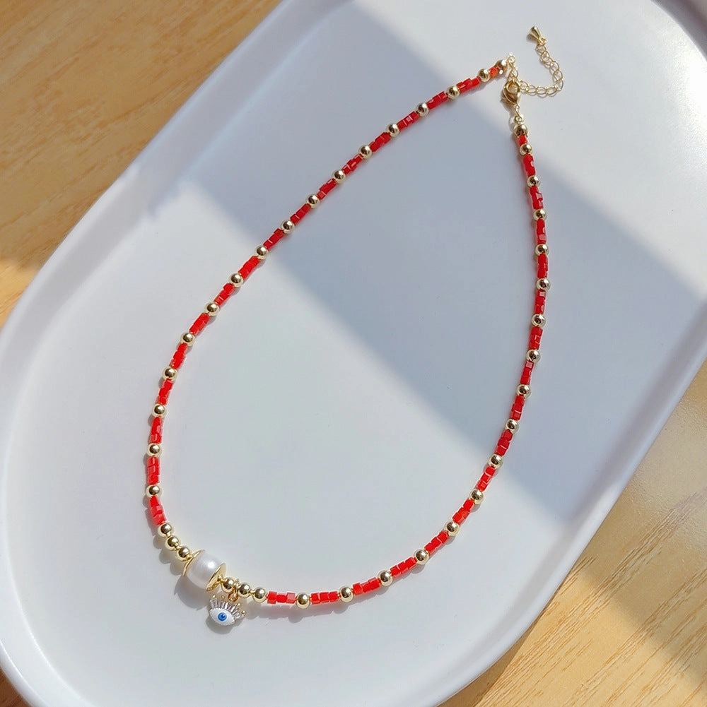 Wholesale Real Gold Small Cube Crystal Pearl Necklace