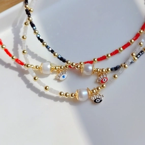 Wholesale Real Gold Small Cube Crystal Pearl Necklace