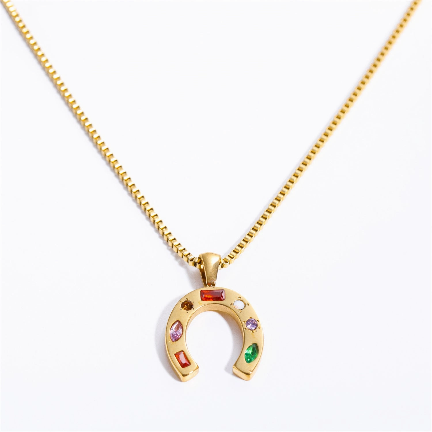 Wholesale real gold U-shaped diamond lucky symbols