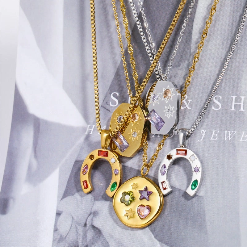 Wholesale real gold U-shaped diamond lucky symbols