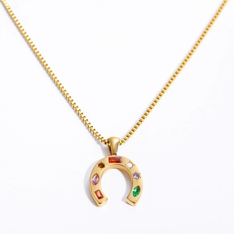 Wholesale real gold U-shaped diamond lucky symbols