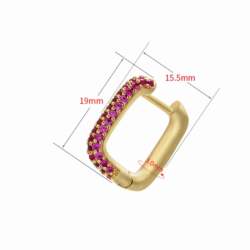 Wholesale Rectangular Colored Diamond Copper Earrings