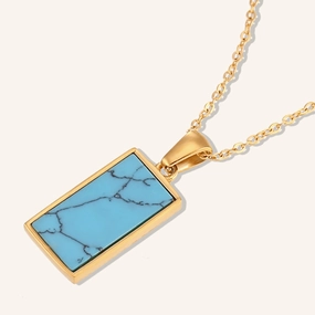 Wholesale Rectangular Drip Oiled Zircon Tarot Cards Stainless Steel 18K Gold Plated Necklaces