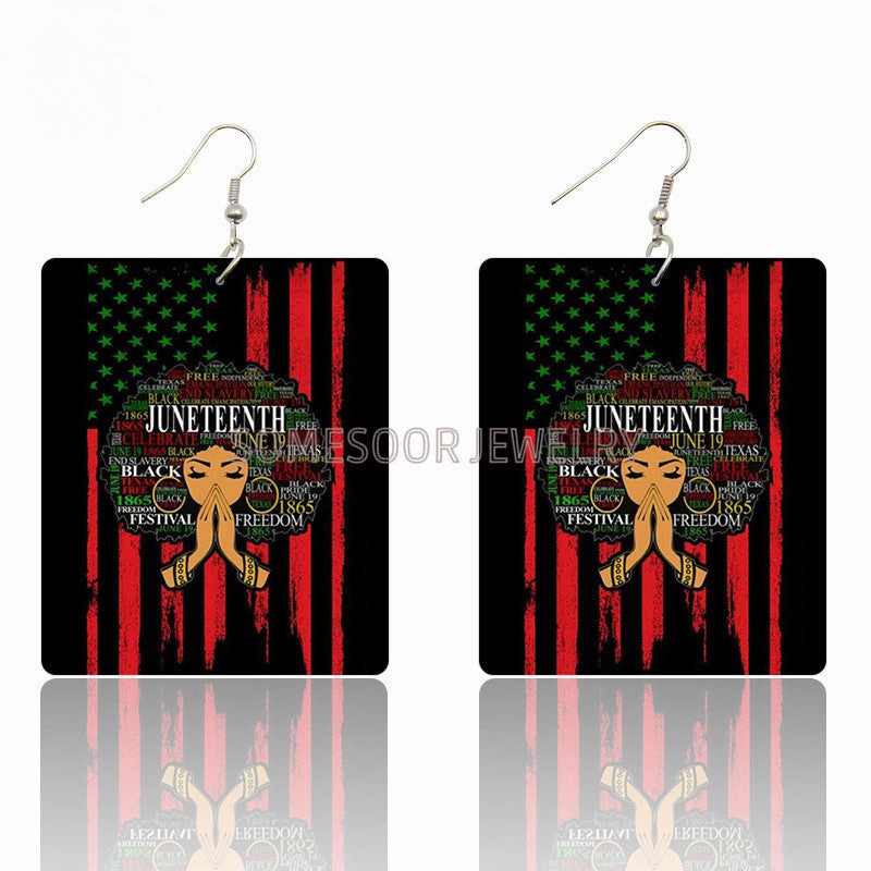 Wholesale Rectangular Exaggerated Wood Earrings