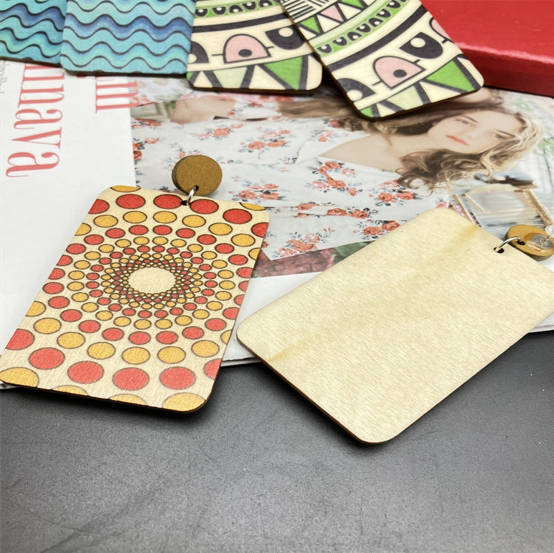 Wholesale Rectangular Wood Earrings