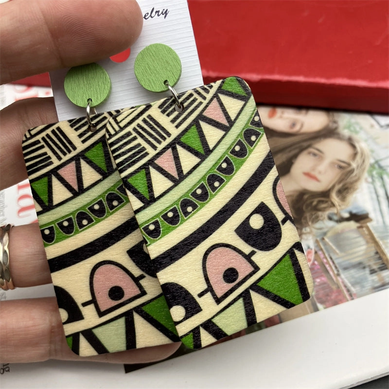 Wholesale Rectangular Wood Earrings