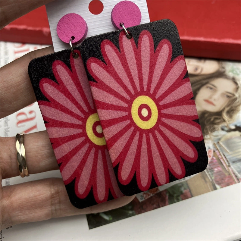 Wholesale Rectangular Wood Earrings