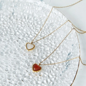 Wholesale Red Agate Heart Shape Love Collarbone Chain Necklace
