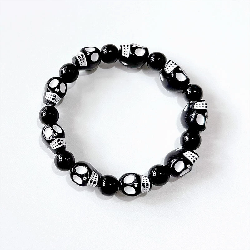 Wholesale Red Beaded Skeleton Head Acrylic Bracelet