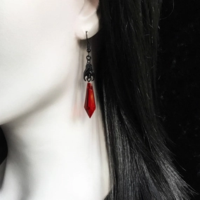 Wholesale Red Black Gemstone Pendant Dark Bat Alloy Earrings