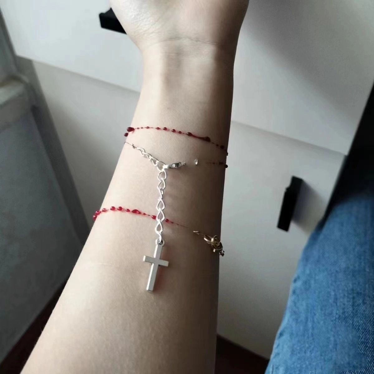 Wholesale Red Blood Drop Creative Cross Superfine Bracelet