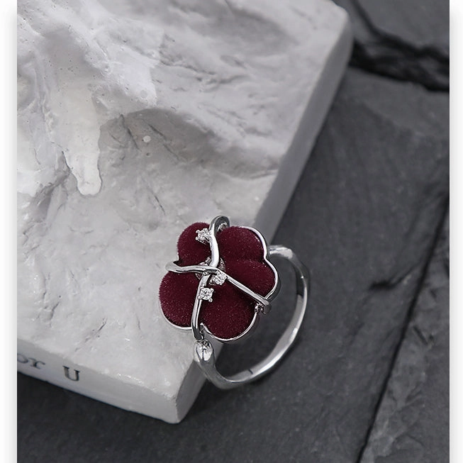 Wholesale Red Flocked Flower Ring