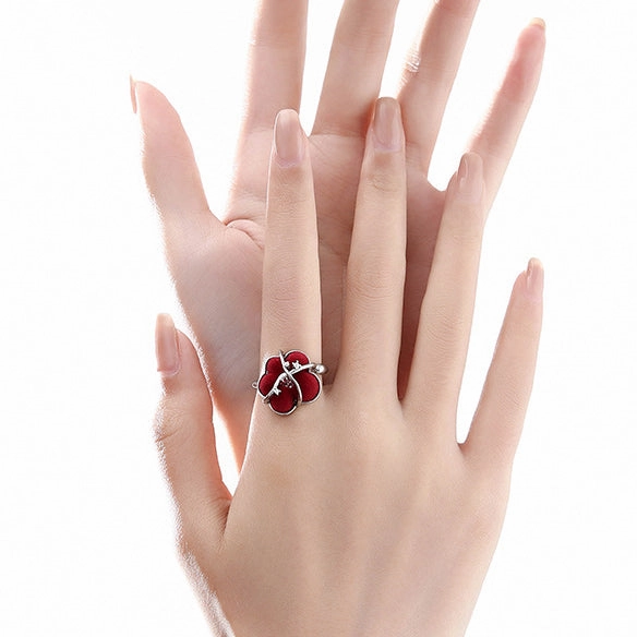 Wholesale Red Flocked Flower Ring