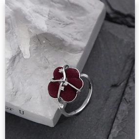 Wholesale Red Flocked Flower Ring