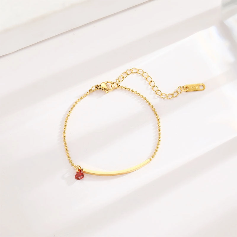 Wholesale Red Heart Bend Pipe Titanium Steel Bracelet