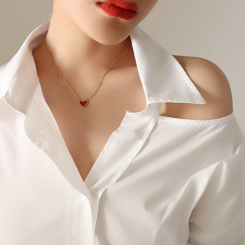 Wholesale Red Heart Titanium Steel Necklaces