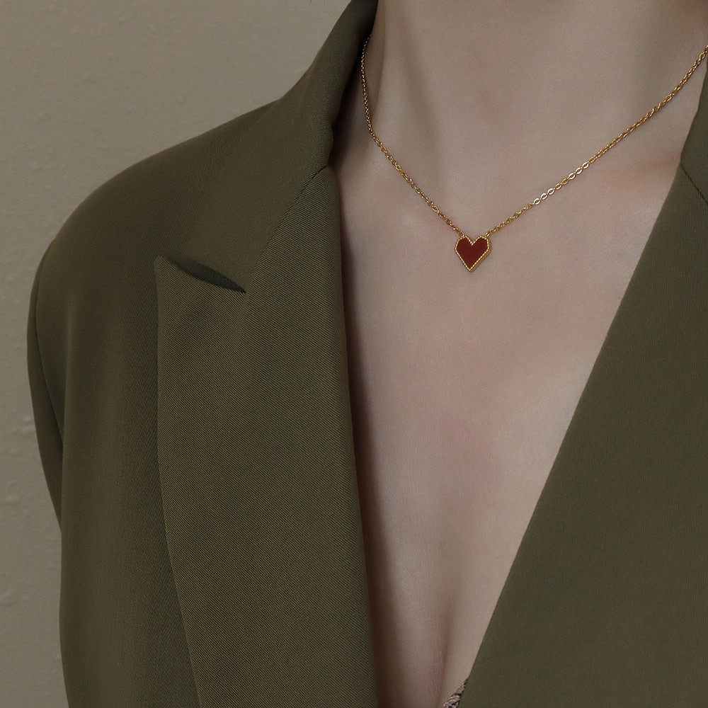 Wholesale Red Heart Titanium Steel Necklaces
