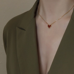Wholesale Red Heart Titanium Steel Necklaces
