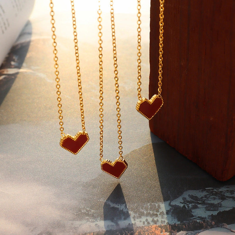 Wholesale Red Heart Titanium Steel Necklaces
