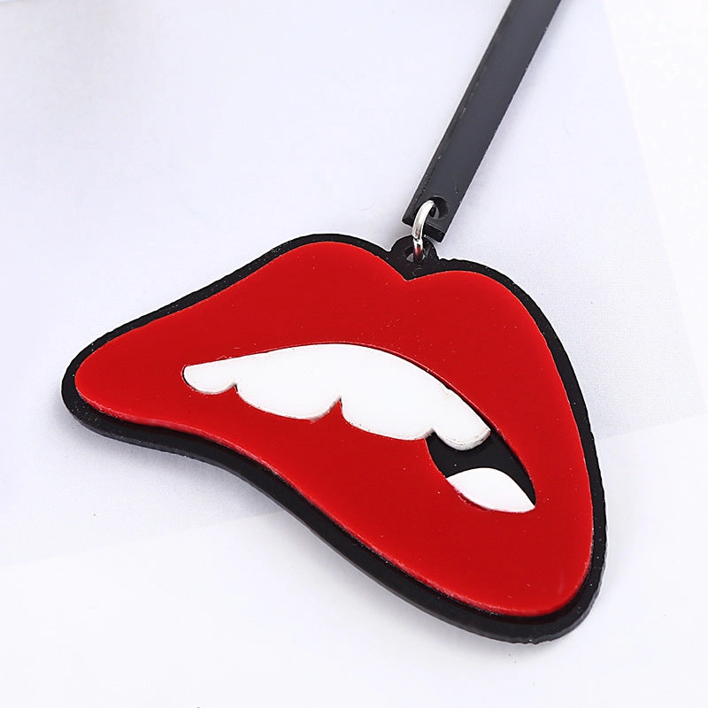 Wholesale Red Lip Biting Long Acrylic Earrings