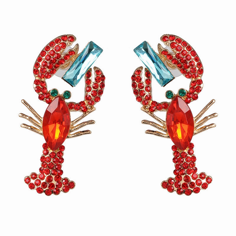 Wholesale Red Lobster Alloy Earrings