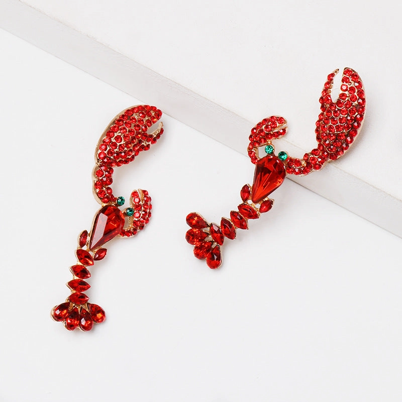 Wholesale Red Lobster Alloy Earrings