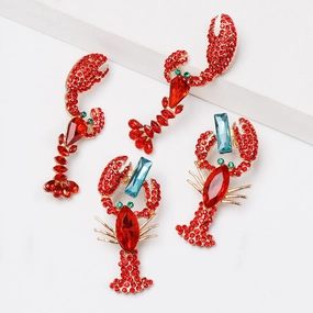 Wholesale Red Lobster Alloy Earrings