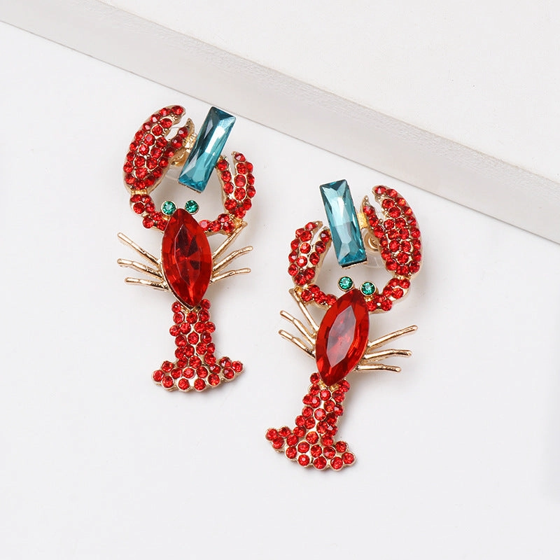 Wholesale Red Lobster Alloy Earrings
