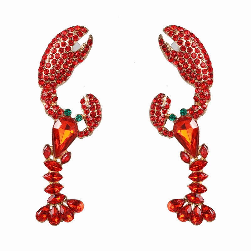 Wholesale Red Lobster Alloy Earrings