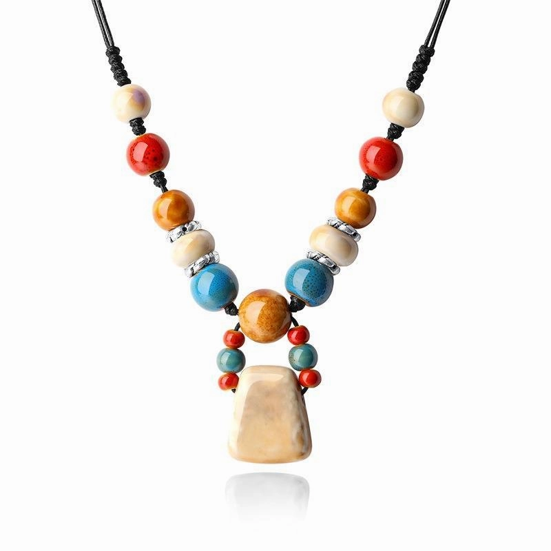 Wholesale Red Pendant Long Ceramic Necklace