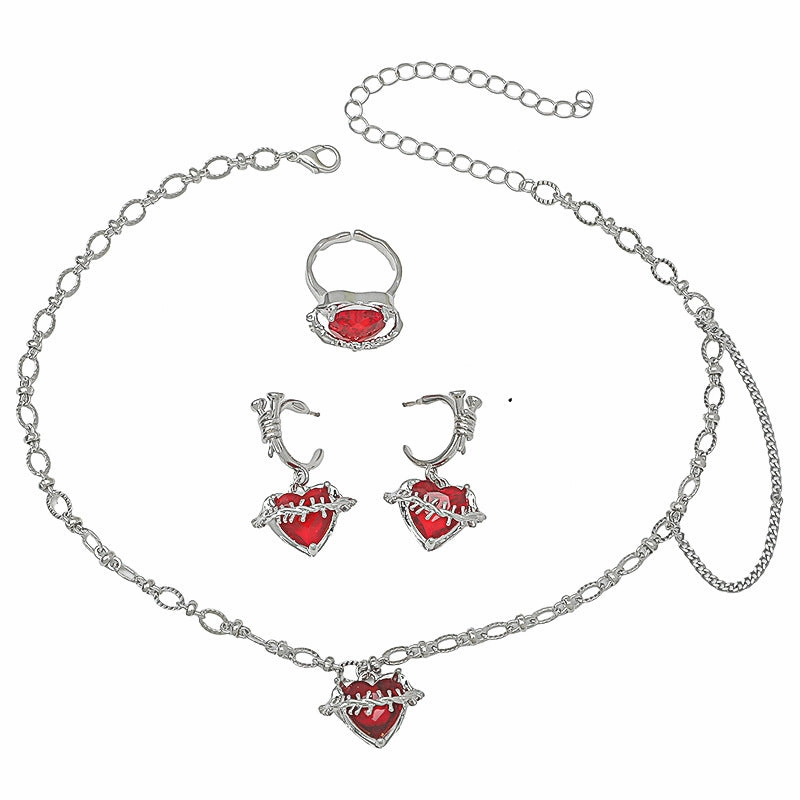 Wholesale Red Zircon Love Necklace Clavicle Chain