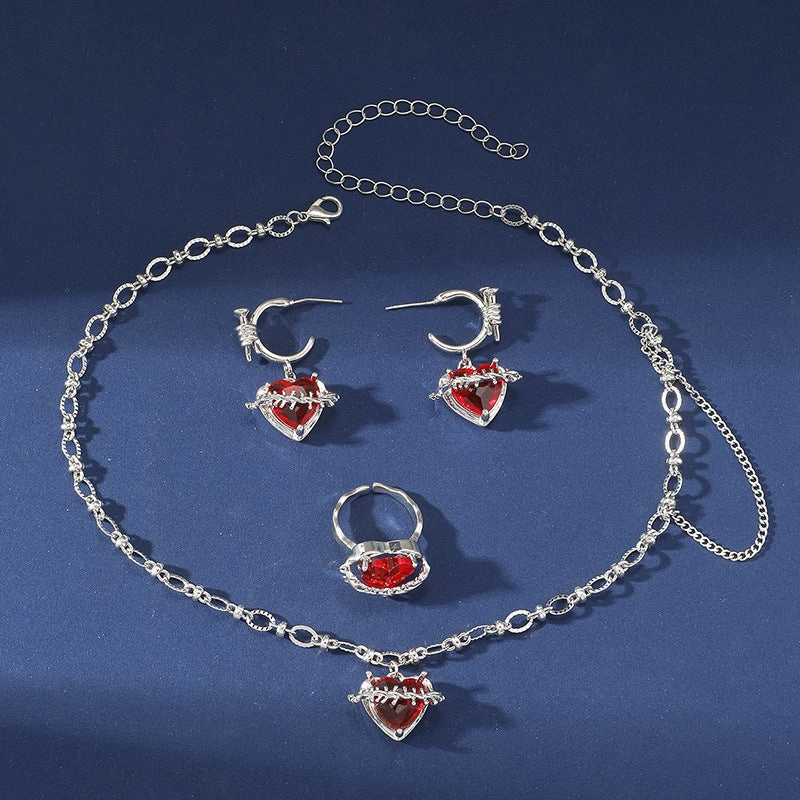Wholesale Red Zircon Love Necklace Clavicle Chain