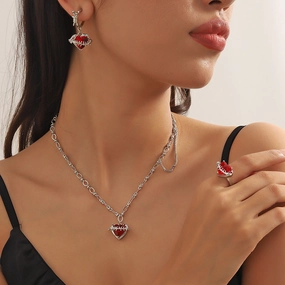 Wholesale Red Zircon Love Necklace Clavicle Chain