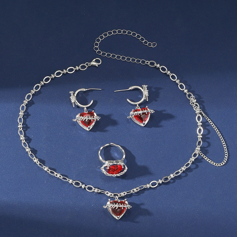 Wholesale Red Zircon Love Necklace Clavicle Chain