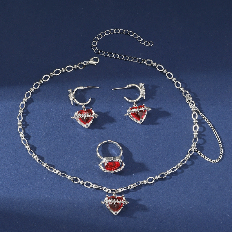 Wholesale Red Zircon Love Necklace Clavicle Chain