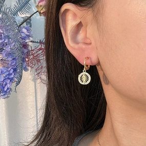 Wholesale Religious Belief Copper Micro-Inlaid Zircon 925 Silver Needle Drip Oil Earrings